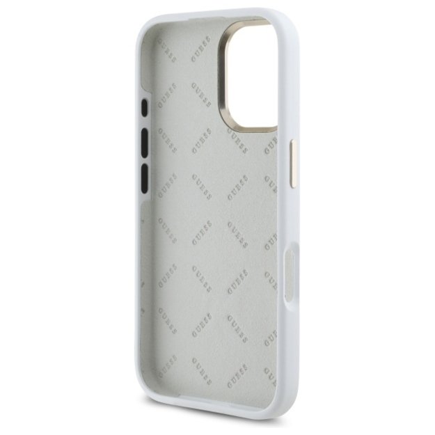 Guess Silicone Logo Strass 4G Case for iPhone 16 - White 6
