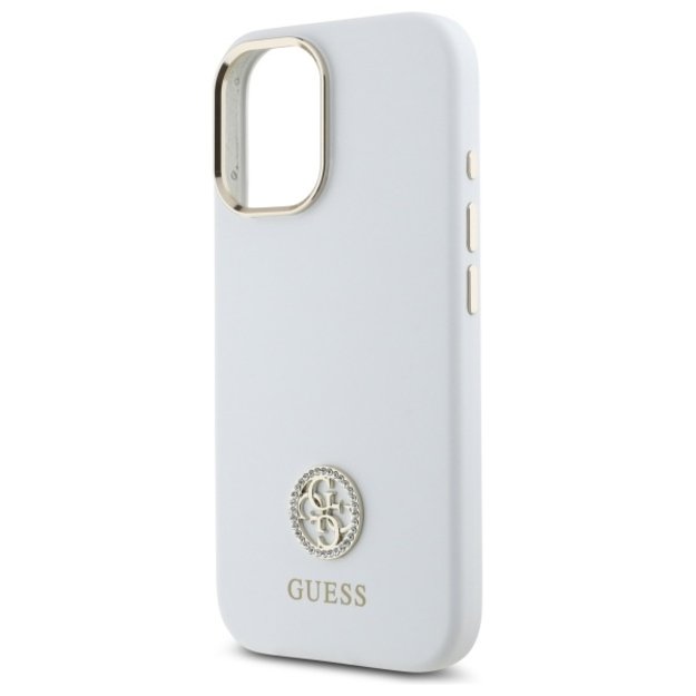Guess Silicone Logo Strass 4G Case for iPhone 16 - White 5