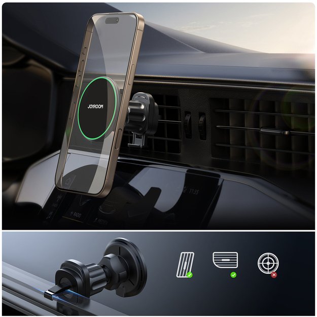 Joyroom JR-ZS412 holder with Qi2 15W charger, car, for air vent - black 5