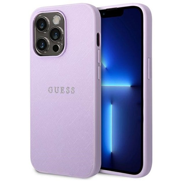 Guess Saffiano Strap Case for iPhone 14 Pro Max 6.7&quot  - Purple