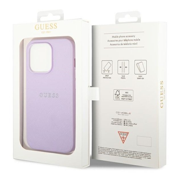 Guess Saffiano Strap Case for iPhone 14 Pro Max 6.7&quot  - Purple 7