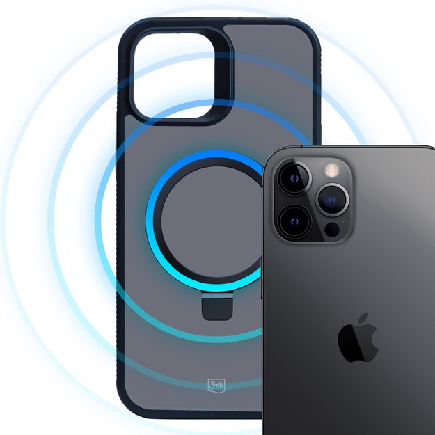 3mk Smoke Case Mag&amp Stand for Apple iPhone 12 pro max - black 3