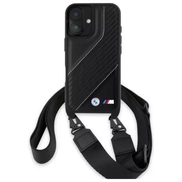 BMW M Edition Carbon Stripe &amp  Strap iPhone 16 Plus Case - Black 7