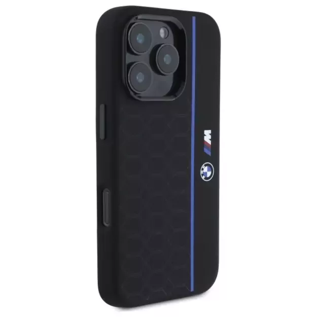 BMW Silicone Hexagon Blue Line MagSafe Case for iPhone 16 Pro Max - Black 10