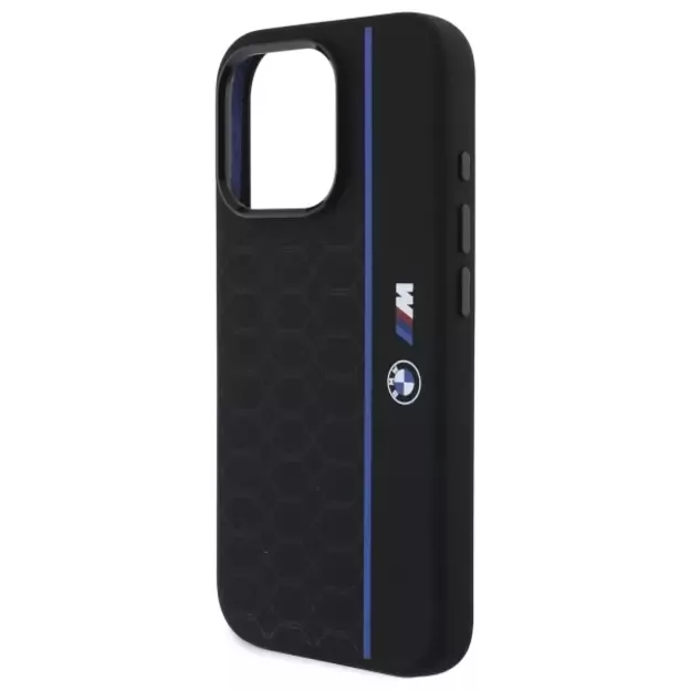 BMW Silicone Hexagon Blue Line MagSafe Case for iPhone 16 Pro Max - Black 12