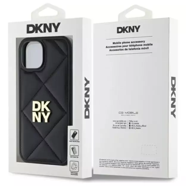 DKNY Quilted Stack Logo iPhone 14 Case - Black 14