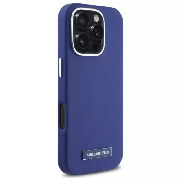Karl Lagerfeld FW Metal Plate MagSafe iPhone 16 Pro Max Case - Blue 10