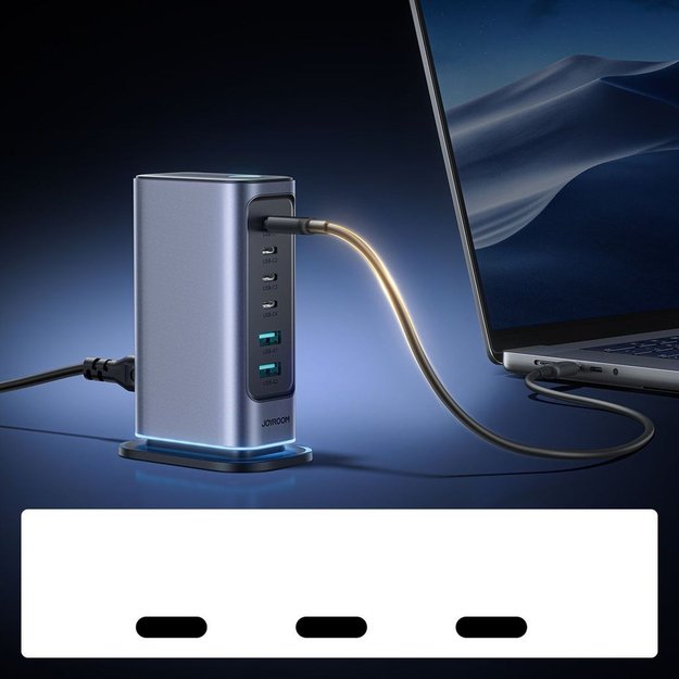 Ładowarka Joyroom JR-TCM02 GaN 65W stacja ładująca 4xUSB-C 2xUSB-A wtyczka UK - szara 11