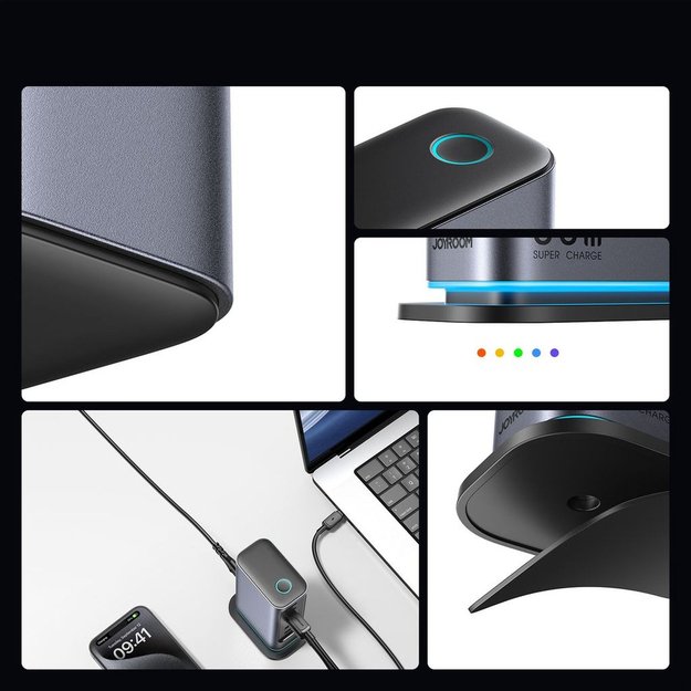 Ładowarka Joyroom JR-TCM02 GaN 65W stacja ładująca 4xUSB-C 2xUSB-A wtyczka UK - szara 7