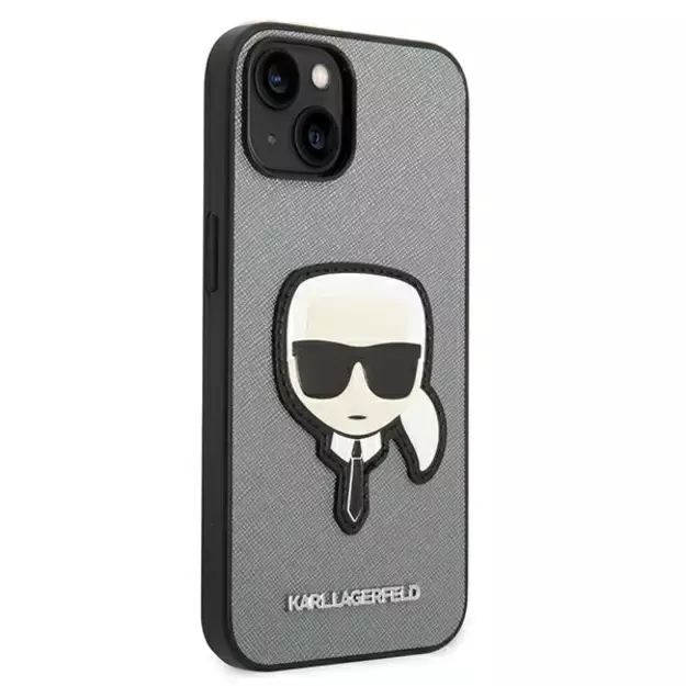 Karl Lagerfeld KLHCP14MSAPKHG iPhone 14 Plus 6,7  srebrny/silver hardcase Saffiano Karl`s Head Patch 10