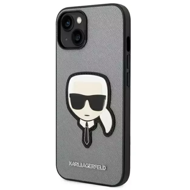 Karl Lagerfeld KLHCP14MSAPKHG iPhone 14 Plus 6,7  srebrny/silver hardcase Saffiano Karl`s Head Patch 8
