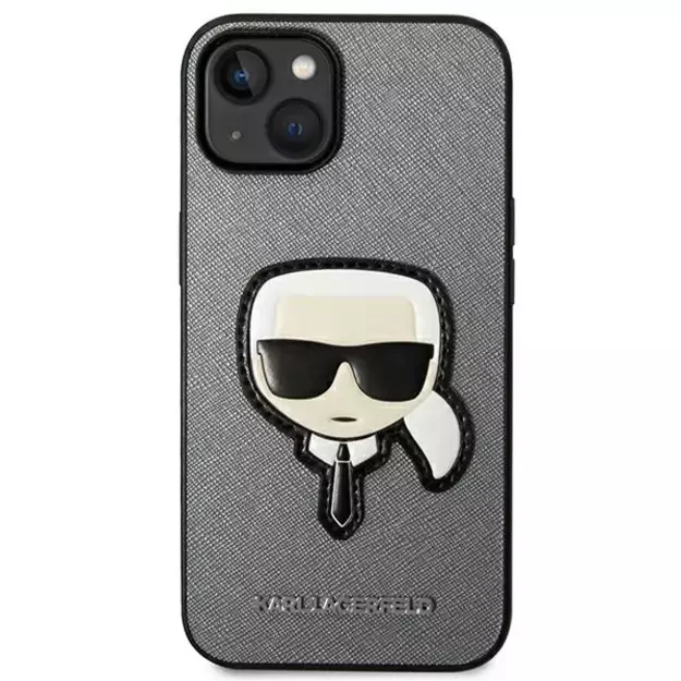 Karl Lagerfeld KLHCP14MSAPKHG iPhone 14 Plus 6,7  srebrny/silver hardcase Saffiano Karl`s Head Patch 9