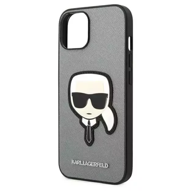 Karl Lagerfeld KLHCP14MSAPKHG iPhone 14 Plus 6,7  srebrny/silver hardcase Saffiano Karl`s Head Patch 12