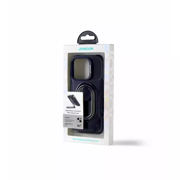 Joyroom Dual Hinge case for iPhone 14 armored case with a stand and a ring holder black 18