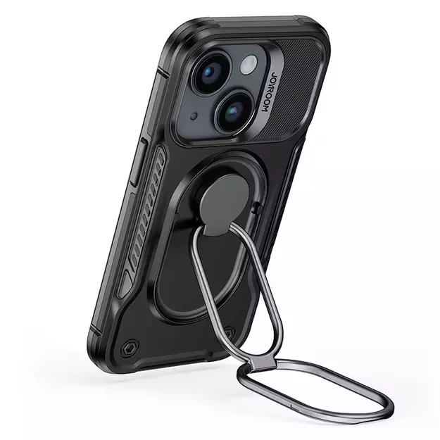 Joyroom Dual Hinge case for iPhone 14 armored case with a stand and a ring holder black 10