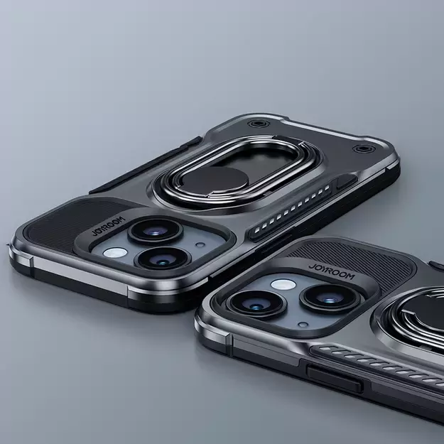 Joyroom Dual Hinge case for iPhone 14 armored case with a stand and a ring holder black 17