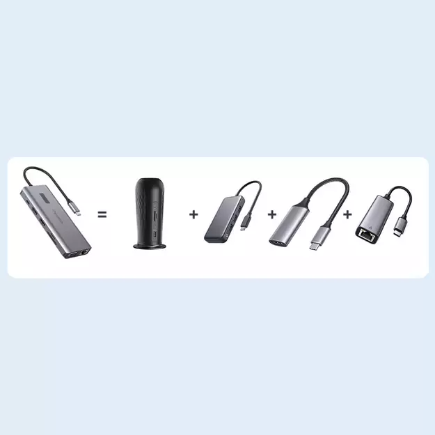 Choetech multifunctional HUB with display 12in1 USB-C to USB-C / USB-A / HDMI / VGA / AUX / SD / TF gray (HUB-M26) 15
