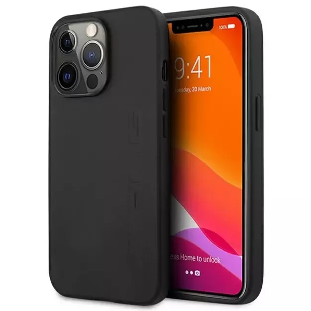 AMG AMHCP14XDOLBK iPhone 14 Pro Max 6.7 &quot black / black hardcase Leather Hot Stamped