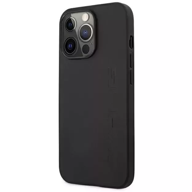AMG AMHCP14XDOLBK iPhone 14 Pro Max 6.7 &quot black / black hardcase Leather Hot Stamped 1