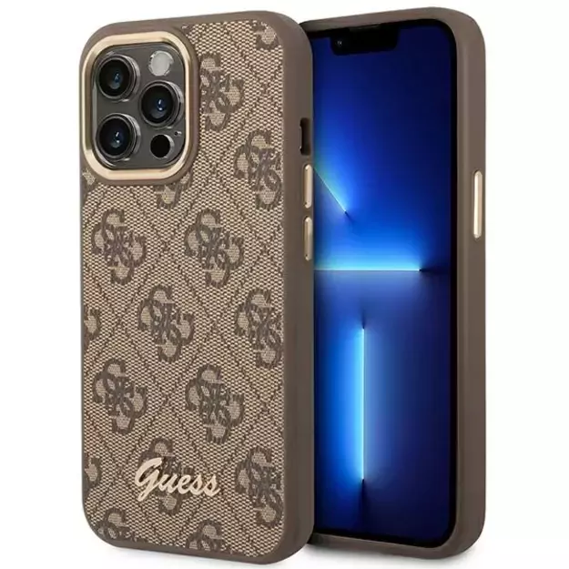 Guess GUHCP14LHG4SHW iPhone 14 Pro 6.1 &quot brown / brown hard case 4G Vintage Gold Logo