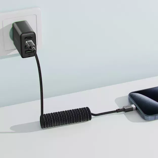 Acefast C14-04 USB-A - USB-C Cable Spring 480Mb/s 3A 1.2m - Black 11