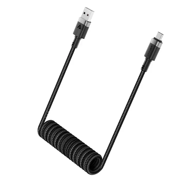 Acefast C14-04 USB-A - USB-C Cable Spring 480Mb/s 3A 1.2m - Black 9