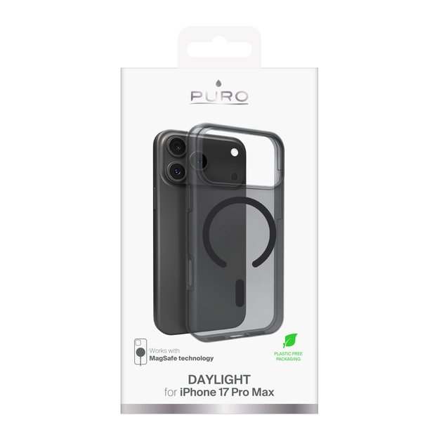 Puro Daylight Magsafe Compatible Silicone Case for iPhone 17 Pro Max - Translucent Black 1