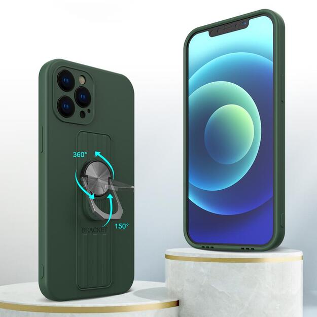 Ring Case silicone case with finger grip and stand for iPhone 11 Pro Max brown 3