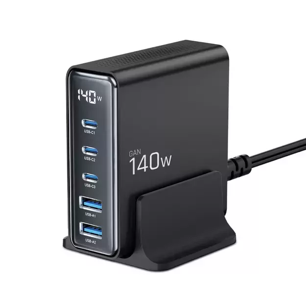 Tech-Protect DC140W-GAN 5-PORT PD140W/QC3.0 Charging Station - Black 1