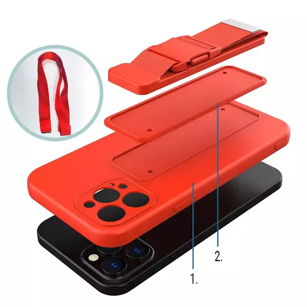 Rope case gel case with a chain lanyard bag lanyard iPhone 13 Pro Max red 6
