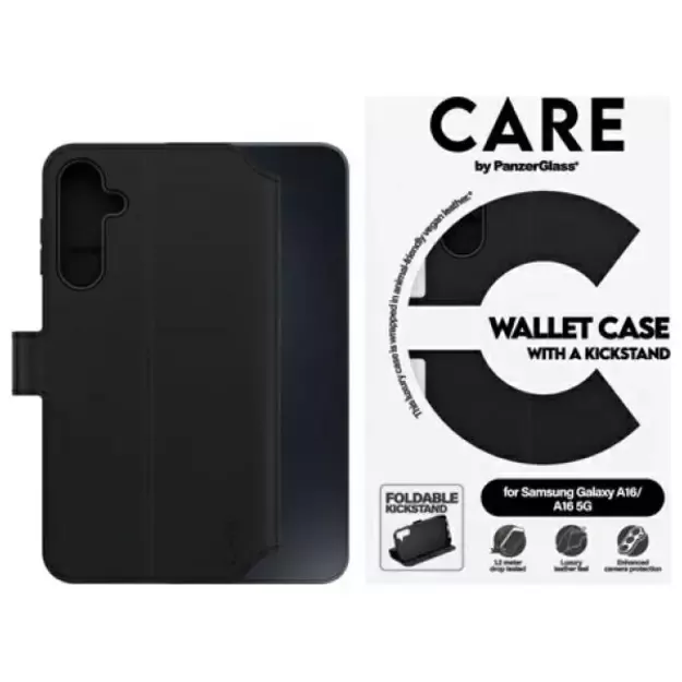 CARE by PanzerGlass Feature Kickstand Wallet Case for Samsung Galaxy A16 / A16 5G - Black 2