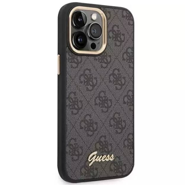 Guess GUHCP14XHG4SHK iPhone 14 Pro Max 6.7  black / black hard case 4G Vintage Gold Logo 3