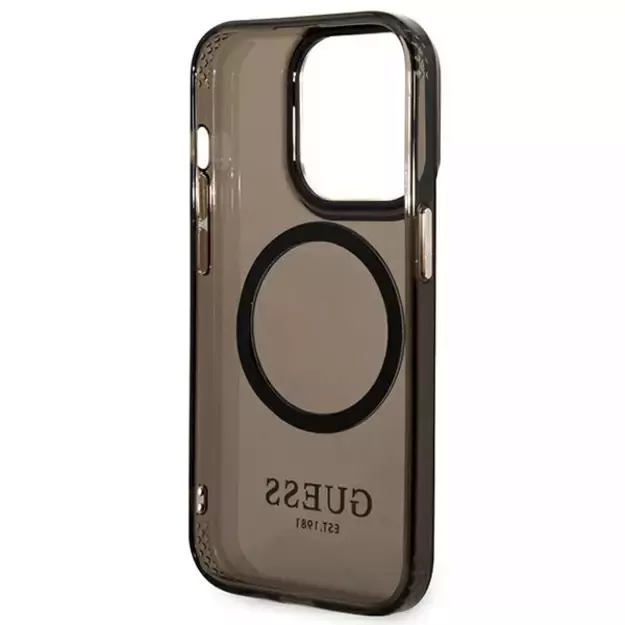 Guess GUHMP14LHTCMK iPhone 14 Pro 6.1&quot  black/black hard case Gold Outline Translucent MagSafe 6