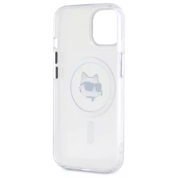 Karl Lagerfeld IML Metal Choupette Head MagSafe iPhone 15 Plus Case - White 6