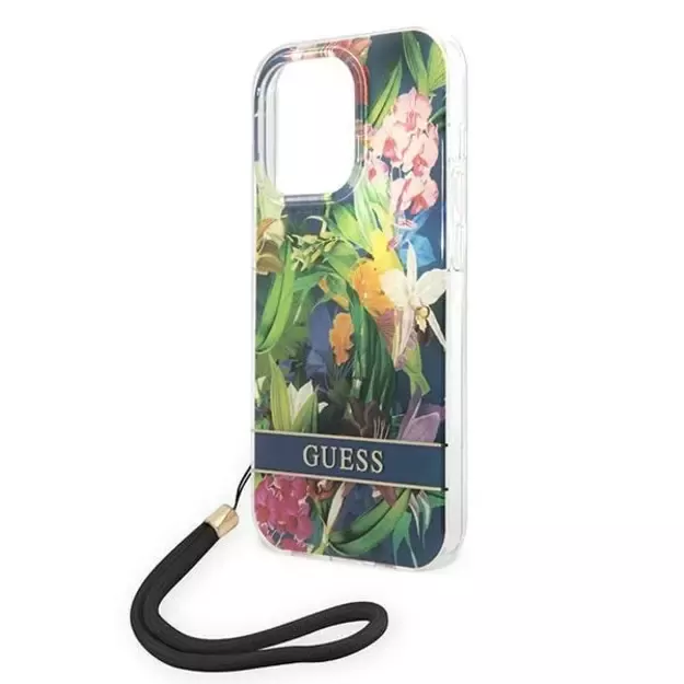 Guess GUOHCP14XHFLSB iPhone 14 Pro Max 6.7 &quot blue / blue hardcase Flower Strap 9