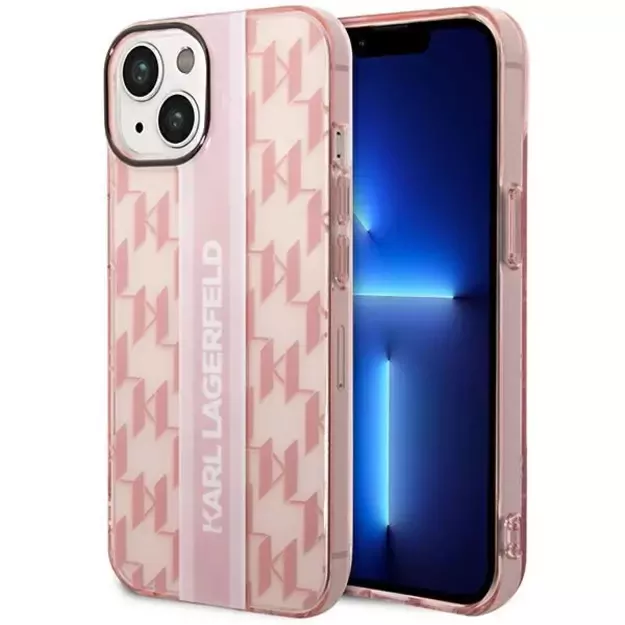 Karl Lagerfeld KLHCP14MHKLSPCP iPhone 14 Plus 6.7 &quot hardcase pink / pink Mono Vertical Stripe