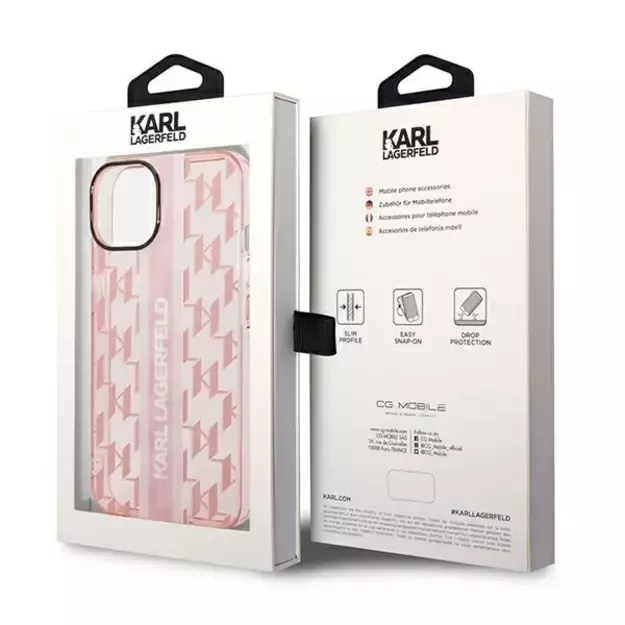 Karl Lagerfeld KLHCP14MHKLSPCP iPhone 14 Plus 6.7 &quot hardcase pink / pink Mono Vertical Stripe 14