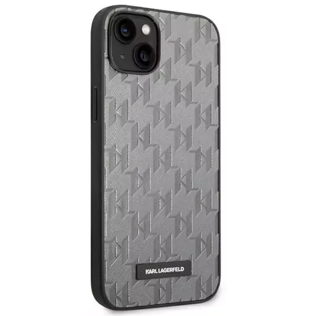 Karl Lagerfeld KLHCP14MSAKLHPG iPhone 14 Plus 6.7 &quot hardcase gray / gray Saffiano Mono Metal Logo 3