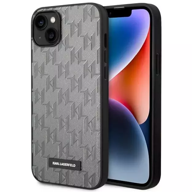 Karl Lagerfeld KLHCP14MSAKLHPG iPhone 14 Plus 6.7 &quot hardcase gray / gray Saffiano Mono Metal Logo