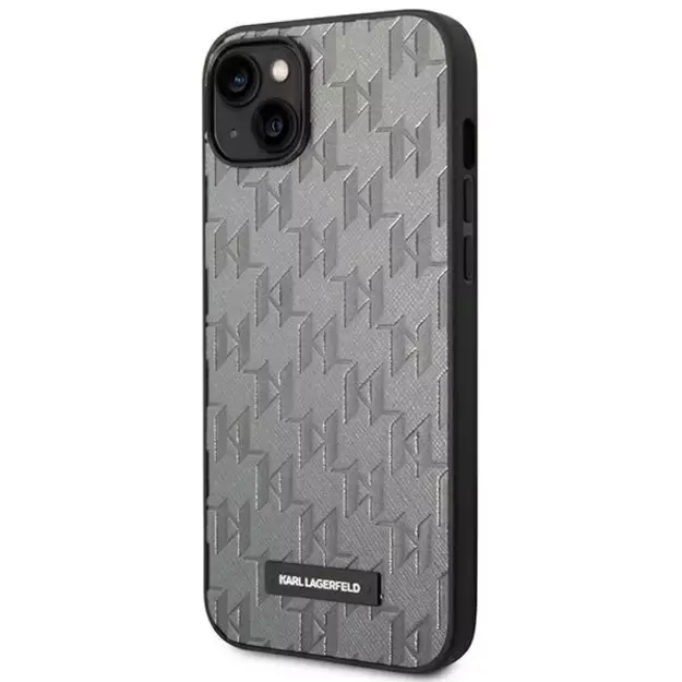 Karl Lagerfeld KLHCP14MSAKLHPG iPhone 14 Plus 6.7 &quot hardcase gray / gray Saffiano Mono Metal Logo 1
