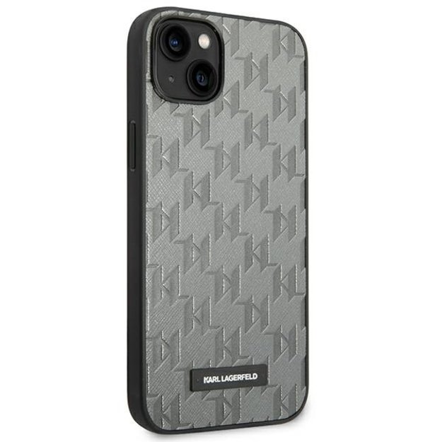 Karl Lagerfeld KLHCP14MSAKLHPG iPhone 14 Plus 6.7 &quot hardcase gray / gray Saffiano Mono Metal Logo 14