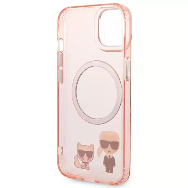 Karl Lagerfeld KLHMP14MHKCP iPhone 14 Plus 6.7 &quot hardcase pink / pink Karl &amp  Choupette Aluminum Magsafe 13