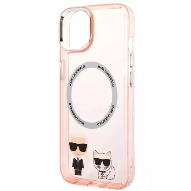 Karl Lagerfeld KLHMP14MHKCP iPhone 14 Plus 6.7 &quot hardcase pink / pink Karl &amp  Choupette Aluminum Magsafe 12