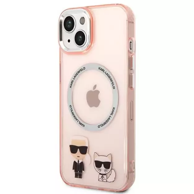 Karl Lagerfeld KLHMP14MHKCP iPhone 14 Plus 6.7 &quot hardcase pink / pink Karl &amp  Choupette Aluminum Magsafe 8