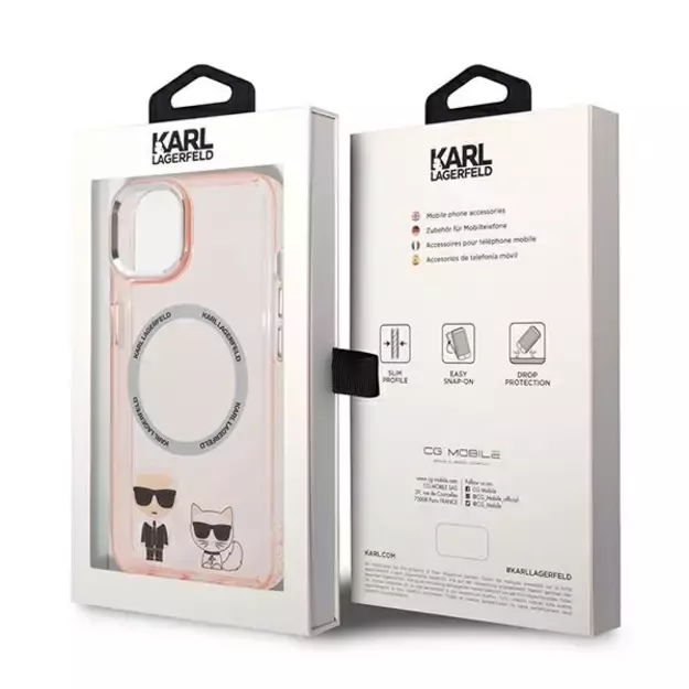 Karl Lagerfeld KLHMP14MHKCP iPhone 14 Plus 6.7 &quot hardcase pink / pink Karl &amp  Choupette Aluminum Magsafe 14