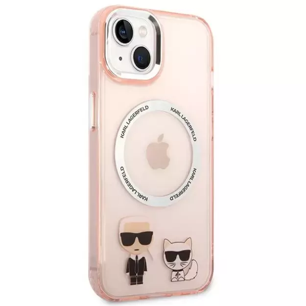 Karl Lagerfeld KLHMP14MHKCP iPhone 14 Plus 6.7 &quot hardcase pink / pink Karl &amp  Choupette Aluminum Magsafe 10