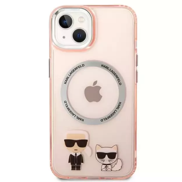 Karl Lagerfeld KLHMP14MHKCP iPhone 14 Plus 6.7 &quot hardcase pink / pink Karl &amp  Choupette Aluminum Magsafe 9