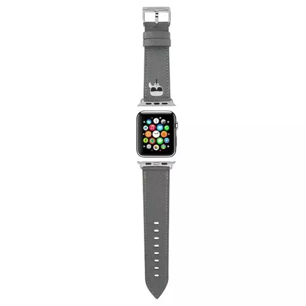 Karl Lagerfeld KLAWLOKHG Apple Watch Strap 42/44 / 45mm silver / silver strap Saffiano Karl Heads