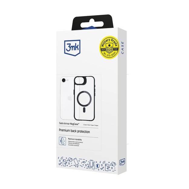 3mk Satin Armor MagCase for Apple iPhone 16e / SE 4 - Transparent 12