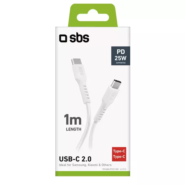 SBS TECABLETCC10W USB-C Cable - USB-C Power Delivery 25W 1 m - white 10